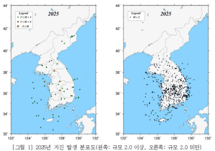 2025년 한반도 지진 횟수