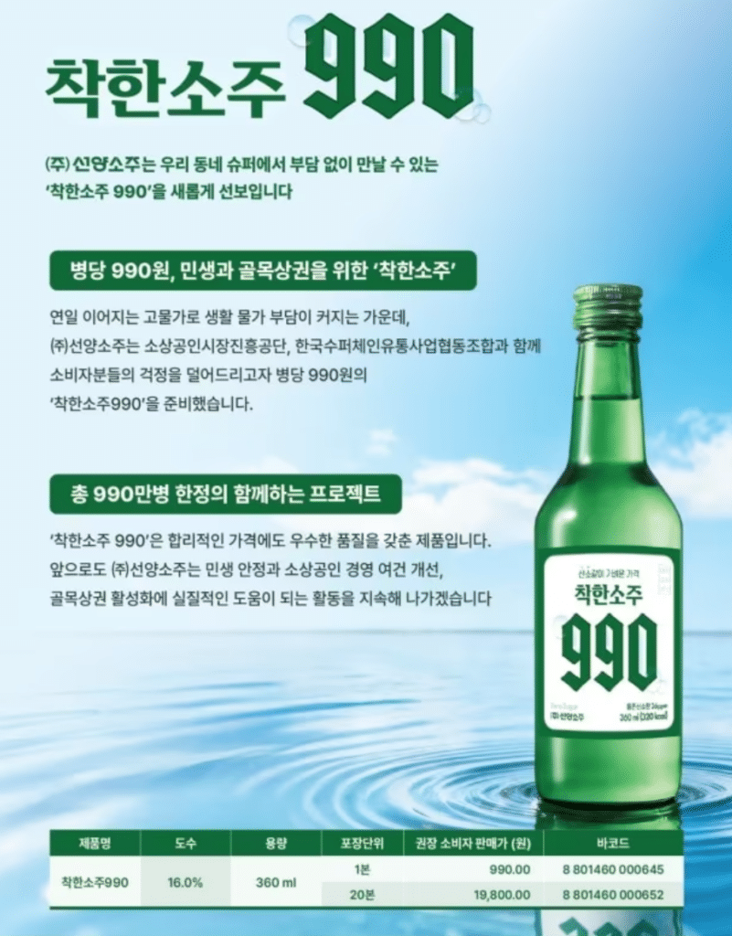 990원 소주 유통